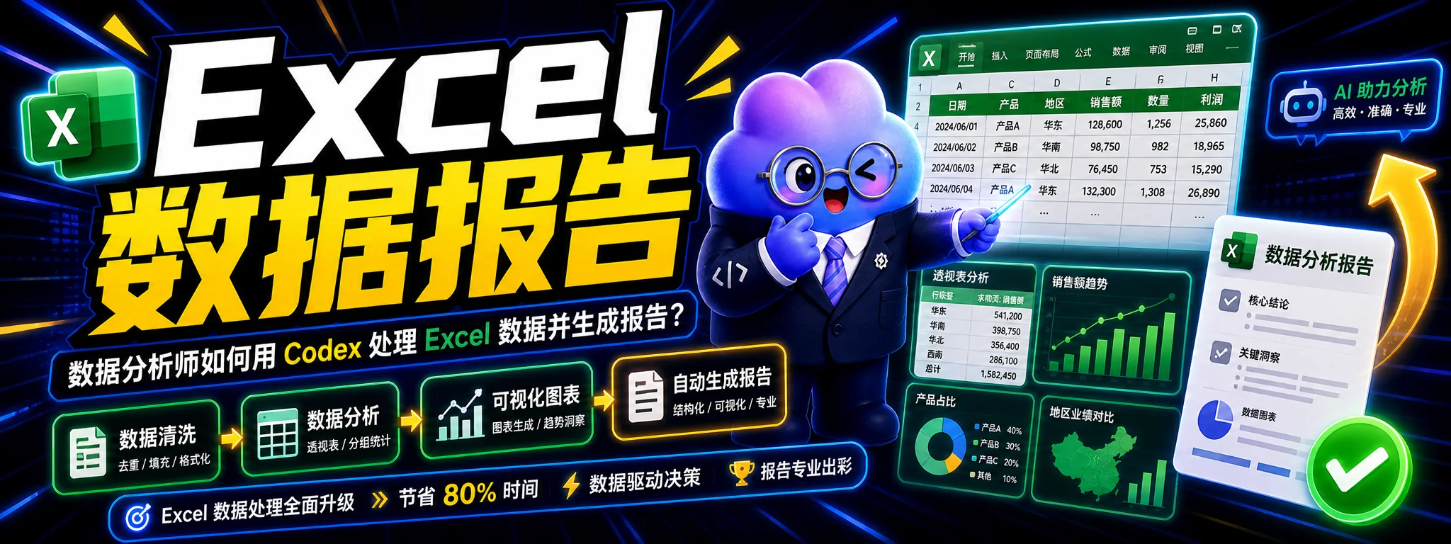 数据分析师如何用 Codex 处理 Excel 数据并生成报告?