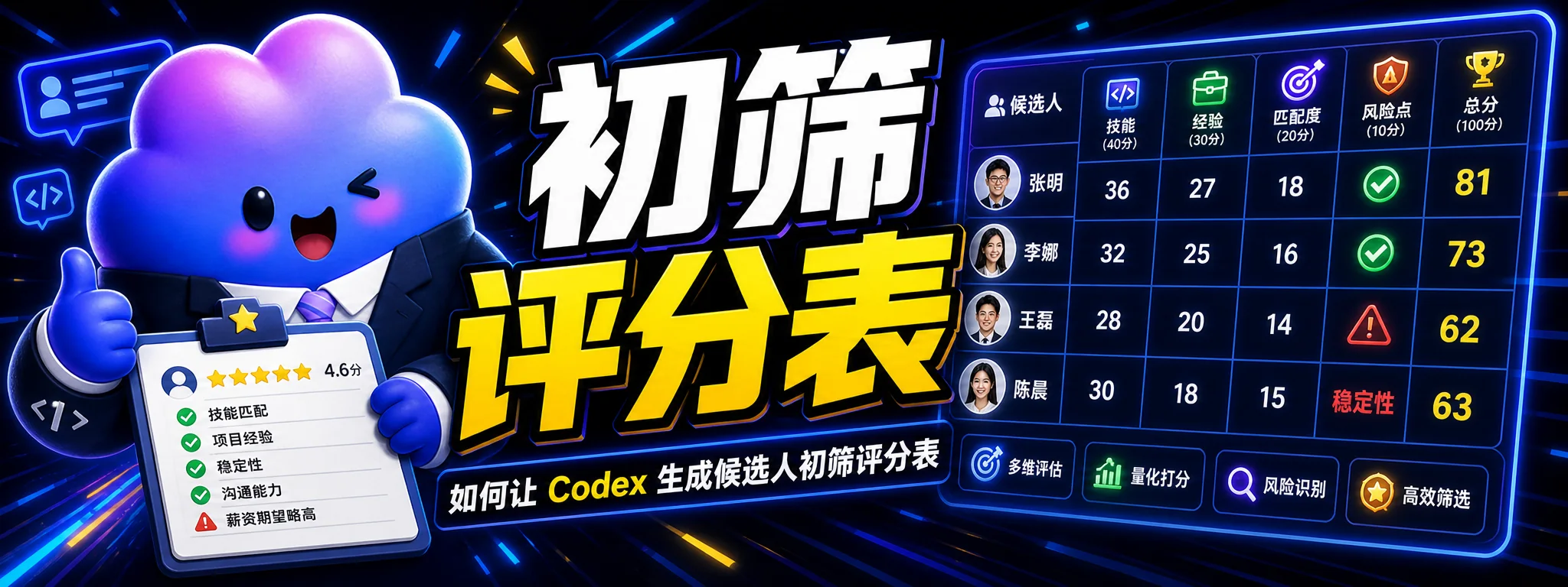 如何让 Codex 生成候选人初筛评分表